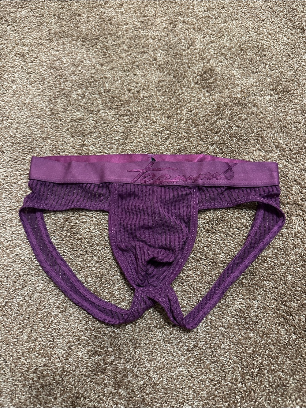 TEAMM8 Purple Ribbed Jockstrap M